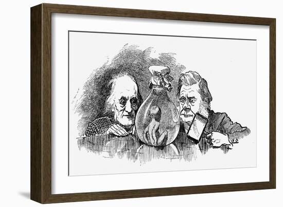 Water Baby' Being Examined by Richard Owen and T.H. Huxley-Edward Linley Sambourne-Framed Giclee Print