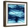 Water Blue Sea Waves Watercolor-maxim ibragimov-Framed Art Print