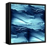 Water Blue Sea Waves Watercolor-maxim ibragimov-Framed Stretched Canvas