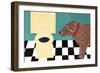 Water Bowl Bad Dog Choc-Stephen Huneck-Framed Premium Giclee Print