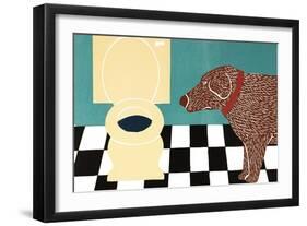 Water Bowl Bad Dog Choc-Stephen Huneck-Framed Premium Giclee Print