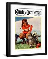"Water Boy and Dog," Country Gentleman Cover, November 1, 1933-Henry Hintermeister-Framed Giclee Print