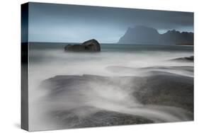 Water Breaks over Rocks at Uttakleiv, Lofoten Islands, Arctic, Norway, Scandinavia, Europe-David Clapp-Stretched Canvas