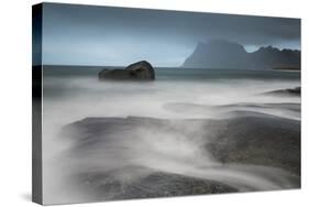 Water Breaks over Rocks at Uttakleiv, Lofoten Islands, Arctic, Norway, Scandinavia, Europe-David Clapp-Stretched Canvas