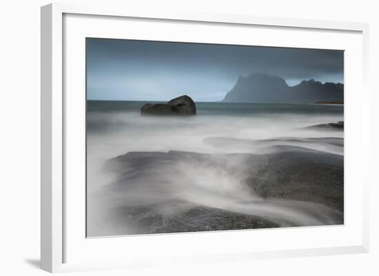 Water Breaks over Rocks at Uttakleiv, Lofoten Islands, Arctic, Norway, Scandinavia, Europe-David Clapp-Framed Photographic Print