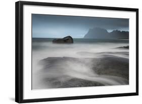 Water Breaks over Rocks at Uttakleiv, Lofoten Islands, Arctic, Norway, Scandinavia, Europe-David Clapp-Framed Photographic Print