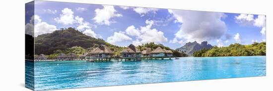 Water Bungalows of Hilton Resort in the Lagoon of Bora Bora, French Polynesia-Matteo Colombo-Stretched Canvas