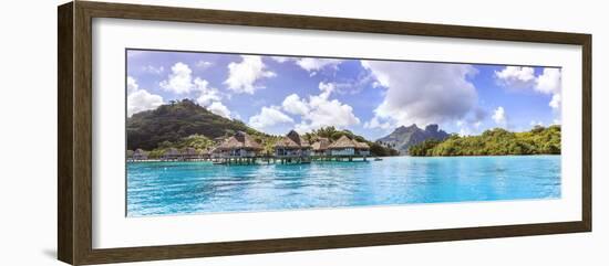 Water Bungalows of Hilton Resort in the Lagoon of Bora Bora, French Polynesia-Matteo Colombo-Framed Photographic Print