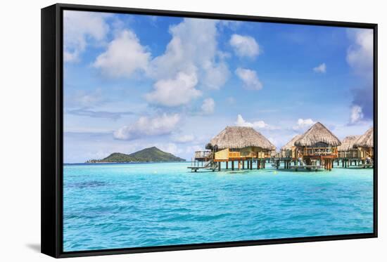 Water Bungalows of Pearl Beach Resort in the Lagoon of Bora Bora, French Polynesia-Matteo Colombo-Framed Stretched Canvas