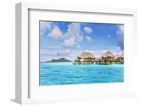 Water Bungalows of Pearl Beach Resort in the Lagoon of Bora Bora, French Polynesia-Matteo Colombo-Framed Photographic Print