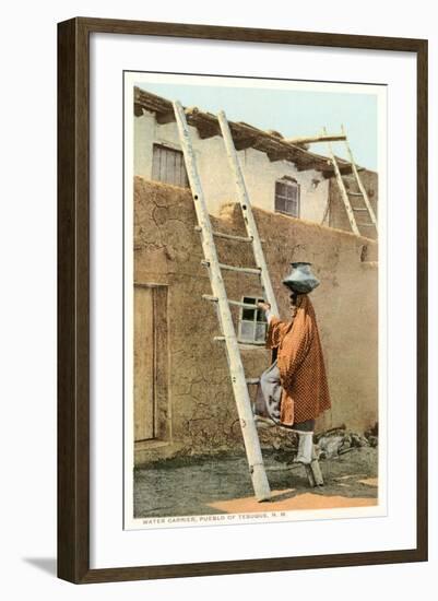 Water Carrier in Tesuque Pueblo, New Mexico-null-Framed Art Print