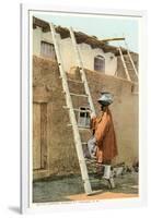 Water Carrier in Tesuque Pueblo, New Mexico-null-Framed Art Print