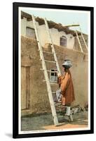 Water Carrier in Tesuque Pueblo, New Mexico-null-Framed Art Print