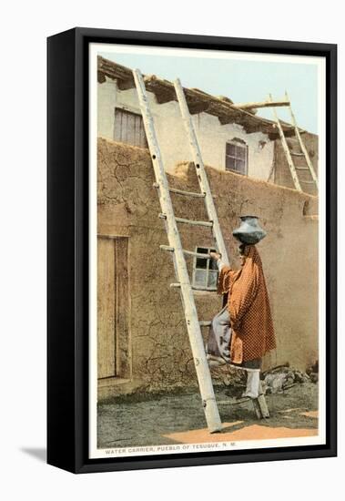 Water Carrier in Tesuque Pueblo, New Mexico-null-Framed Stretched Canvas