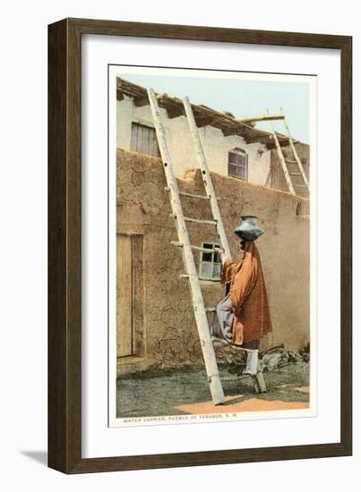 Water Carrier in Tesuque Pueblo, New Mexico-null-Framed Art Print