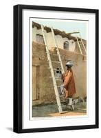 Water Carrier in Tesuque Pueblo, New Mexico-null-Framed Art Print