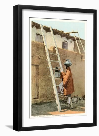 Water Carrier in Tesuque Pueblo, New Mexico-null-Framed Art Print