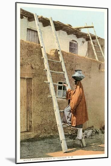 Water Carrier in Tesuque Pueblo, New Mexico-null-Mounted Art Print