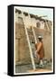 Water Carrier in Tesuque Pueblo, New Mexico-null-Framed Stretched Canvas