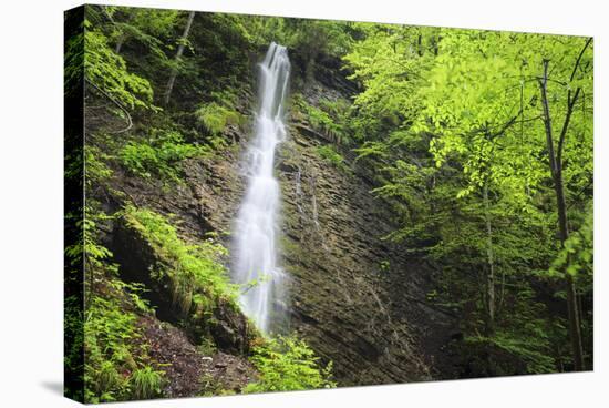 Water Cascading Flowing Over Partnach Gorge. Garmisch-Partenkirchen. Upper Bavaria. Germany-Oscar Dominguez-Stretched Canvas