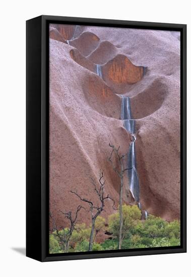 Water Cascading from Ayers Rock-Paul Souders-Framed Stretched Canvas