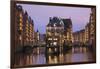 Water castle (Wasserschloss), Speicherstadt, Hamburg, Hanseatic Citiy, Germany, Europe-Markus Lange-Framed Photographic Print