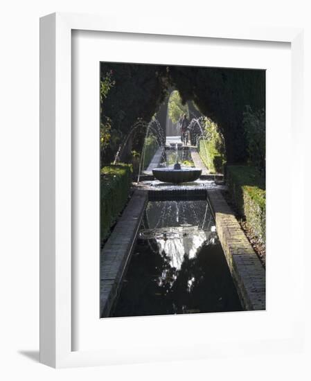 Water Channel and Fountain in the Gardens of the Generalife, Alhambra, Andalucia-Sheila Terry-Framed Photographic Print