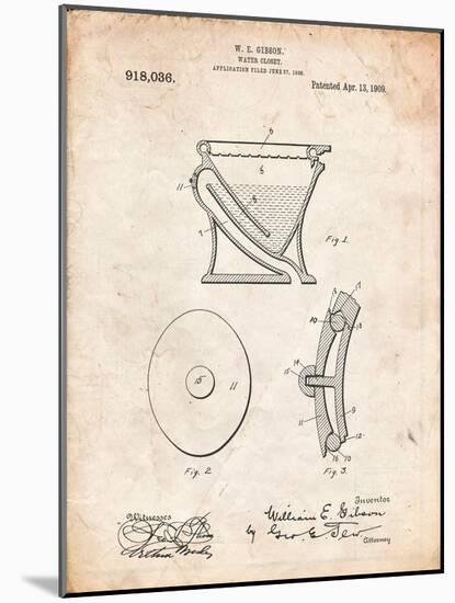 Water Closet Patent-Cole Borders-Mounted Art Print