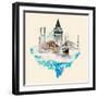 Water Color Illustration Istanbul City Winter Scene-trentemoller-Framed Art Print