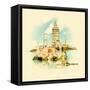 Water Color Illustration Istanbul Scene-trentemoller-Framed Stretched Canvas