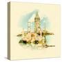 Water Color Illustration Istanbul Scene-trentemoller-Stretched Canvas