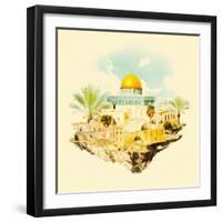 Water Color Illustration Jerusalem View-trentemoller-Framed Art Print