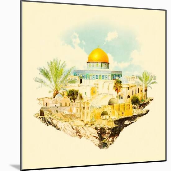 Water Color Illustration Jerusalem View-trentemoller-Mounted Art Print
