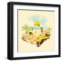 Water Color Illustration Jerusalem View-trentemoller-Framed Art Print