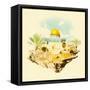 Water Color Illustration Jerusalem View-trentemoller-Framed Stretched Canvas