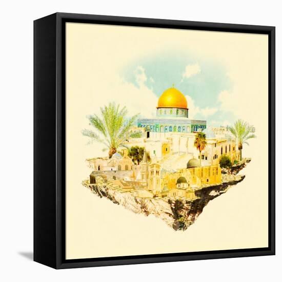 Water Color Illustration Jerusalem View-trentemoller-Framed Stretched Canvas