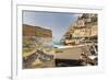 Water Colour Painting of Traditional Fishing Boats and the Colourful Town of Positano-Martin Child-Framed Photographic Print