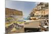 Water Colour Painting of Traditional Fishing Boats and the Colourful Town of Positano-Martin Child-Mounted Photographic Print