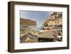 Water Colour Painting of Traditional Fishing Boats and the Colourful Town of Positano-Martin Child-Framed Photographic Print