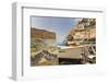 Water Colour Painting of Traditional Fishing Boats and the Colourful Town of Positano-Martin Child-Framed Photographic Print