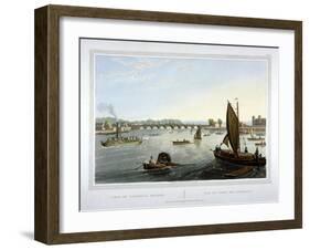 Water Craft on the River Thames with Vauxhall Bridge in the Distance, London, 1821-Robert Havell the Elder-Framed Giclee Print