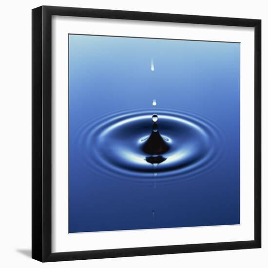 Water Droplet Hitting Water Surface Creating Ripples-Roy Rainford-Framed Photographic Print