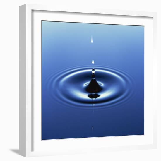 Water Droplet Hitting Water Surface Creating Ripples-Roy Rainford-Framed Photographic Print