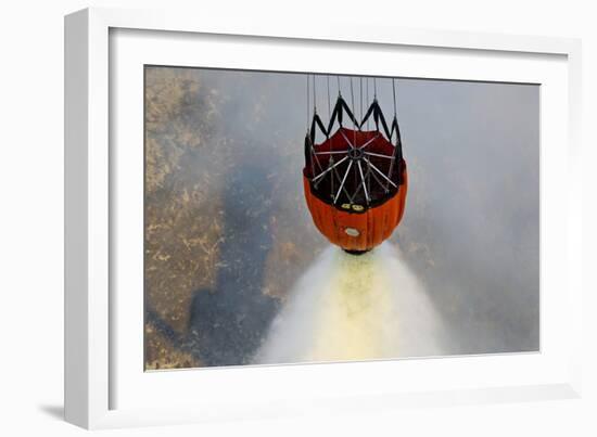 Water Drops are Performed Using Bambi Buckets to Assist the Wildfires in California-null-Framed Photographic Print