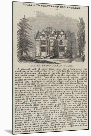 Water-Eaton Manor-House-null-Mounted Giclee Print