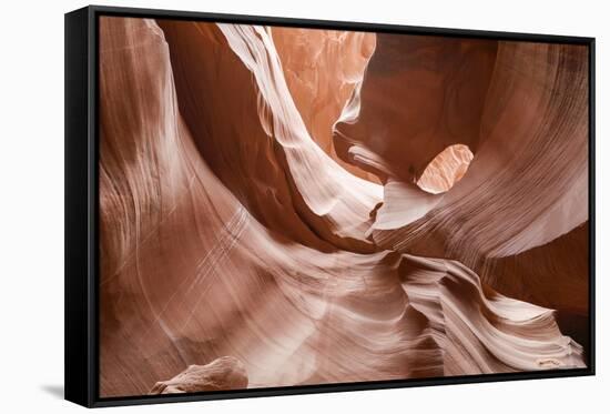 Water eroded Navajo Sandstone forms a slot canyon in Upper Antelope Canyon, Navajo Land, Arizona-Michael Nolan-Framed Stretched Canvas