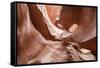 Water eroded Navajo Sandstone forms a slot canyon in Upper Antelope Canyon, Navajo Land, Arizona-Michael Nolan-Framed Stretched Canvas