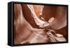 Water eroded Navajo Sandstone forms a slot canyon in Upper Antelope Canyon, Navajo Land, Arizona-Michael Nolan-Framed Stretched Canvas