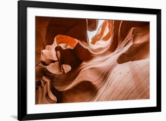 Water eroded Navajo Sandstone forms a slot canyon in Upper Antelope Canyon, Navajo Land, Arizona-Michael Nolan-Framed Photographic Print