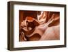 Water eroded Navajo Sandstone forms a slot canyon in Upper Antelope Canyon, Navajo Land, Arizona-Michael Nolan-Framed Photographic Print